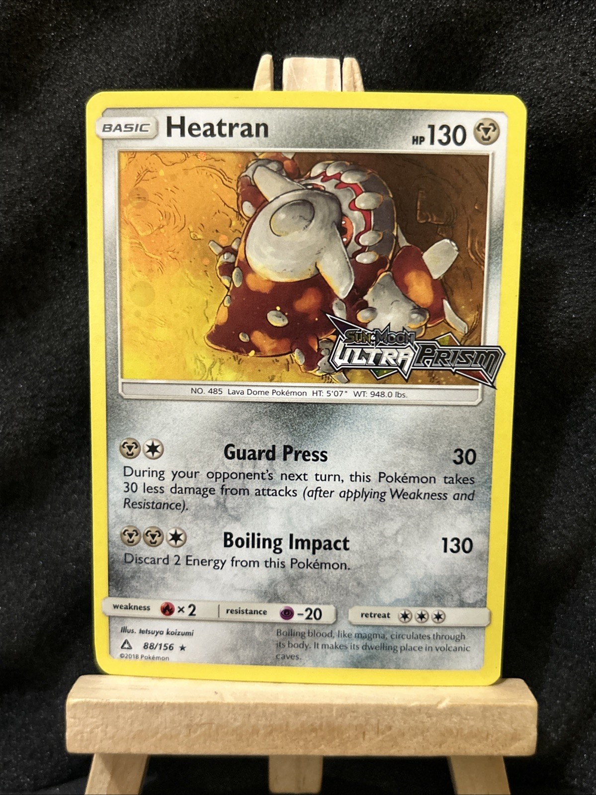 Heatran 88/156 Holo Promo Ultra Prism Stamped Sun & Moon Pokemon Card 2018 LP