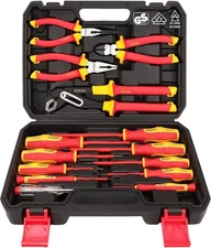 Insulated Screwdriver & Pliers Set: 14-Piece VDE Set Red and Yellow 