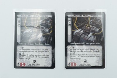 BattleTech CCG Trading Card Game Coventry Metal Works set of 2 vintage cards