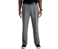 Haggar Men's Cool 18 PRO Classic-Fit Waist Pleated Dress Pants Grey 38x34 B4HP