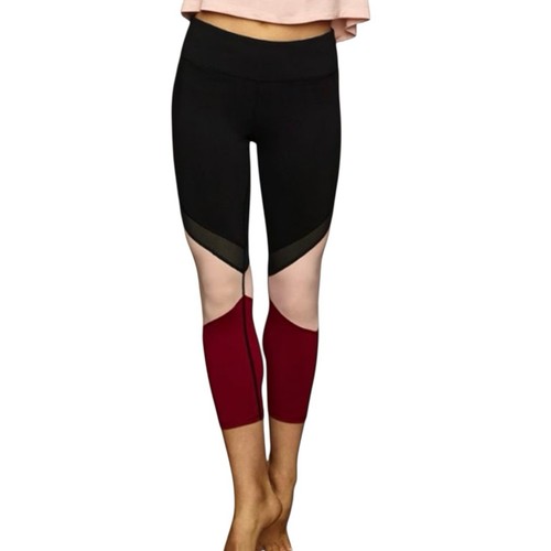 Gaiam Yogahose Damen Large Calf Length Mid Rise Black Maroon Pink Stretch