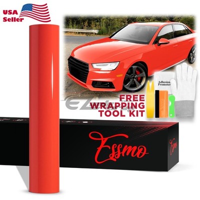 ESSMO PET Super Gloss Racing Red Car Vehicle Vinyl Wrap Decal Glossy Like Paint