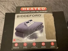Biddeford Electric Heated Micro Plush King Sz 100"x 90" Blanket Tan Auto Shutoff