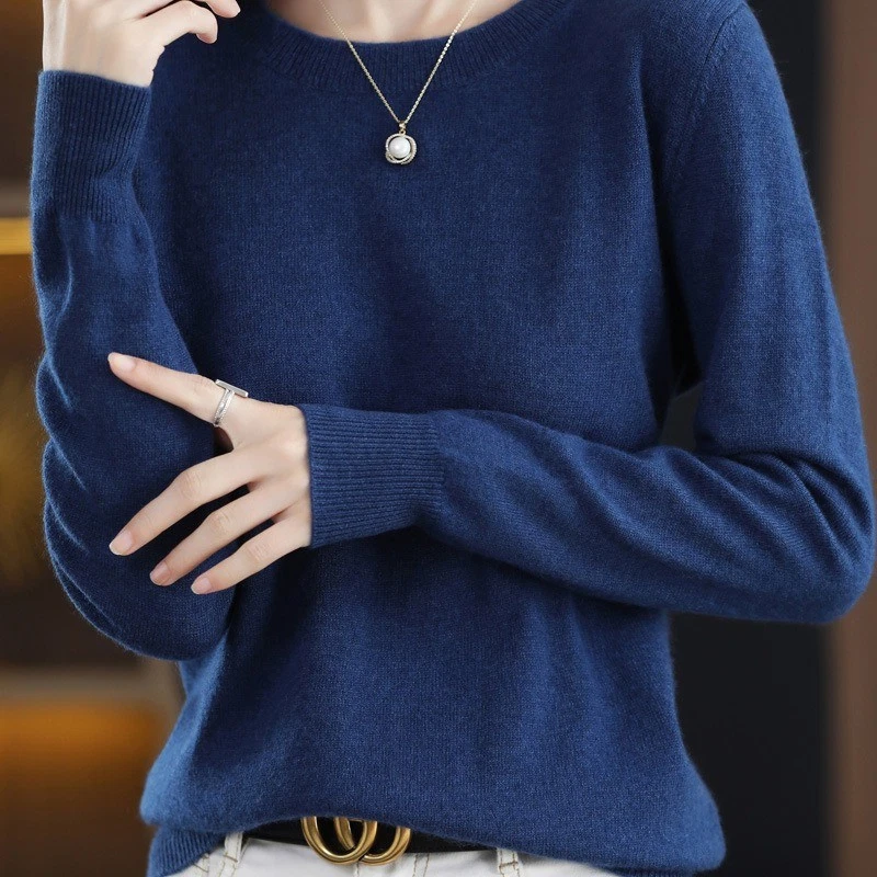 Jersey Cuello Redondo Mujer Jersey Punto Suéter Foto 4 de 4