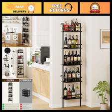 5-Tier Wall Mounted Wine Rack, Freestanding Floor Holder for 50 Bottles, Bar She