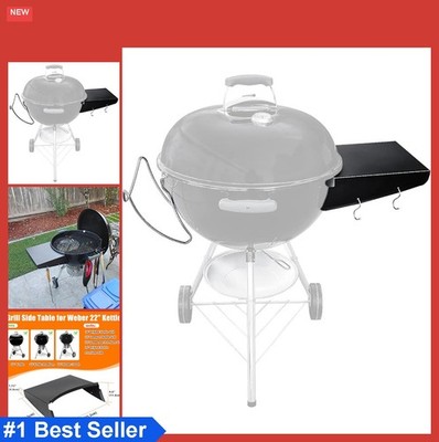 GRISUN Grill Table Shelf and Lid Holder for Weber Kettle Grills 22 Inches, Charc