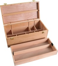 U.S. Art Supply Multi-Function Artist Box Large Tool Box, Natural Wood