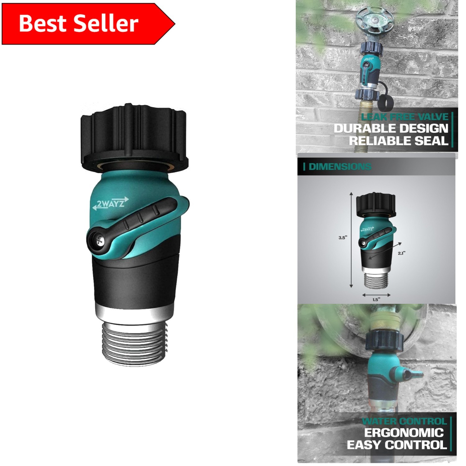 Leak-Proof Garden Hose Flow Control Adapter with Ergonomic Shut-Off Handle