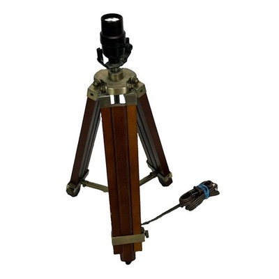Nautical Surveyor Cherry Wood Brass Surveyor Lamp Modern Adjustable Tripod Legs