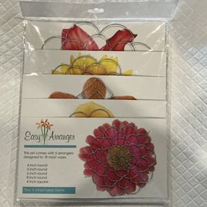 Easy Arranger Metal Floral Arrangement Grid Set w/ 5 Arrangers & 5 Gems 01300New