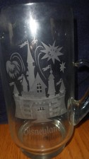 Vintage 1980's Etched Disneyland Cinderella's Castle Glass Pitcher For Sale