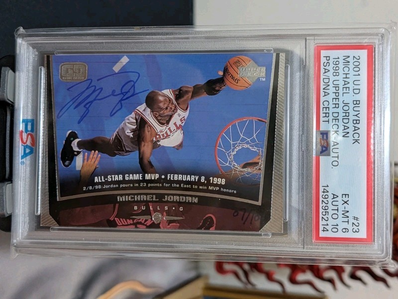 2001 UD Michael Jordan 1998 UD All Star Game MVP Buyback Auto /10 PSA 6 AUTO 10