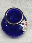 Cobalt Blue Glass Perfume Bottle Hand Painted Roses — photo 5