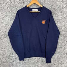 Vintage Clemson Tigers Sweater Adult Large Blue University V Neck Made USA 70s