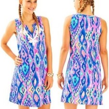 Lilly Pulitzer Gemma Dress Womens M Sleeveless Shift Colorful Print Casual Pink