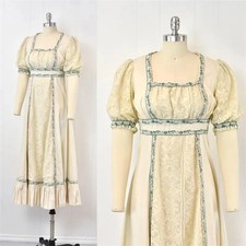 Regency Empire High Waistline Dress British Jane Austen Cosplay Costume Vintage