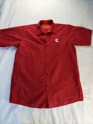 Red Kap Cummins Short Sleeve Button Up Red Shirt Men L 