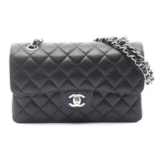 Chanel Leather Matelasse W Flap Shoulder Bag Women Black One Size 664337