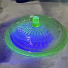 Vintage Hazel Atlas Green Uranium Depression Glass Cannister Candy Dish LID ONLY