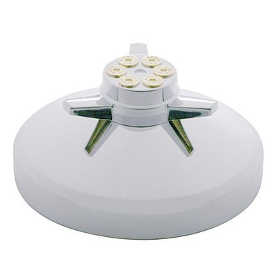 United Pacific 10198 Axle Hub Cap, Rear, 8'', Chrome, with Gun Cylinder Spinner