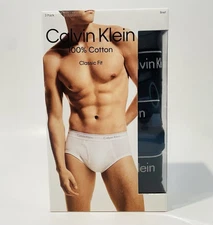 3-Pack of Calvin Klein Men's 100% Cotton Classic Fit Briefs, Black, Size Small