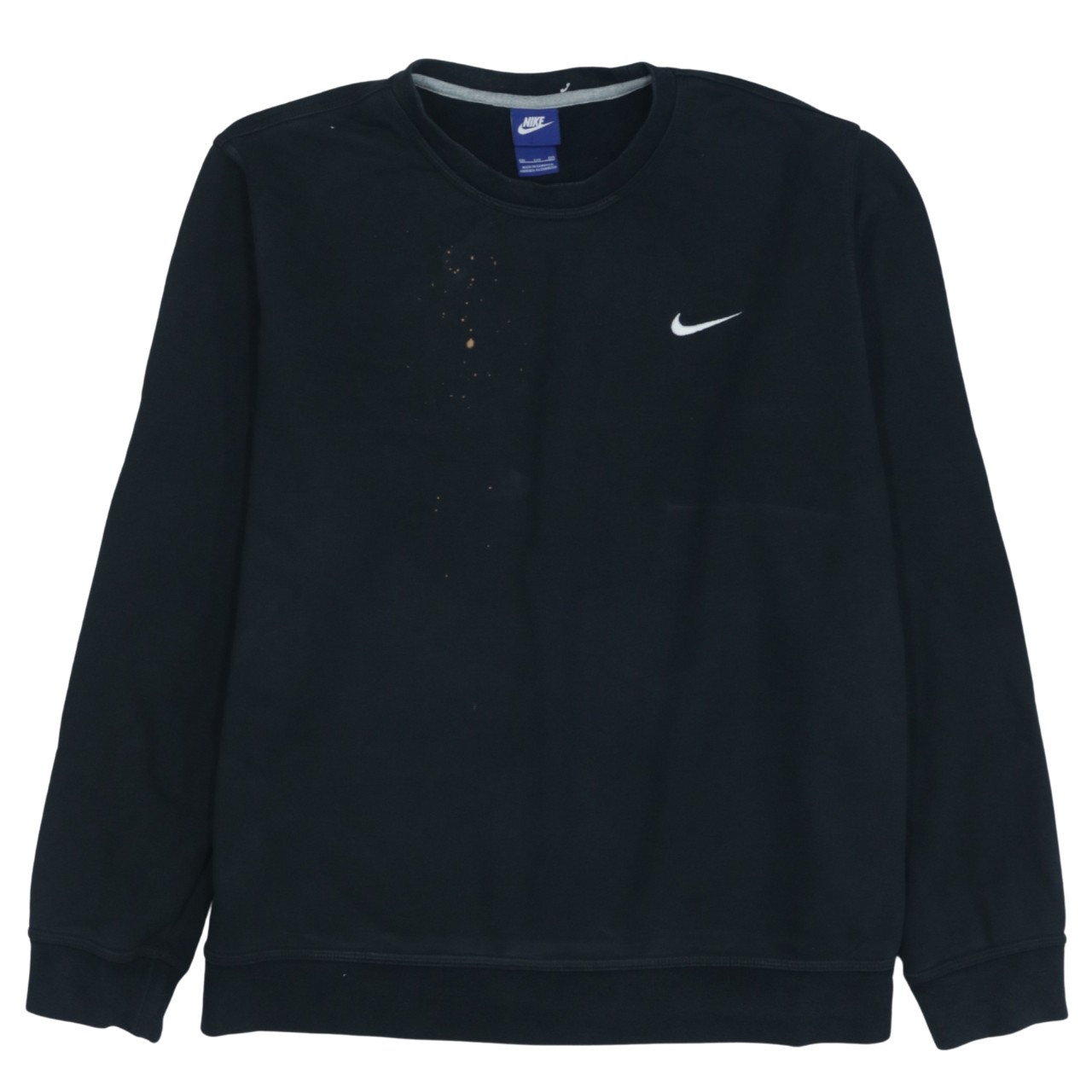 Nike Mens Sweatshirt Black Cotton Fleece Embroidered Swoosh Logo Pullover XXL