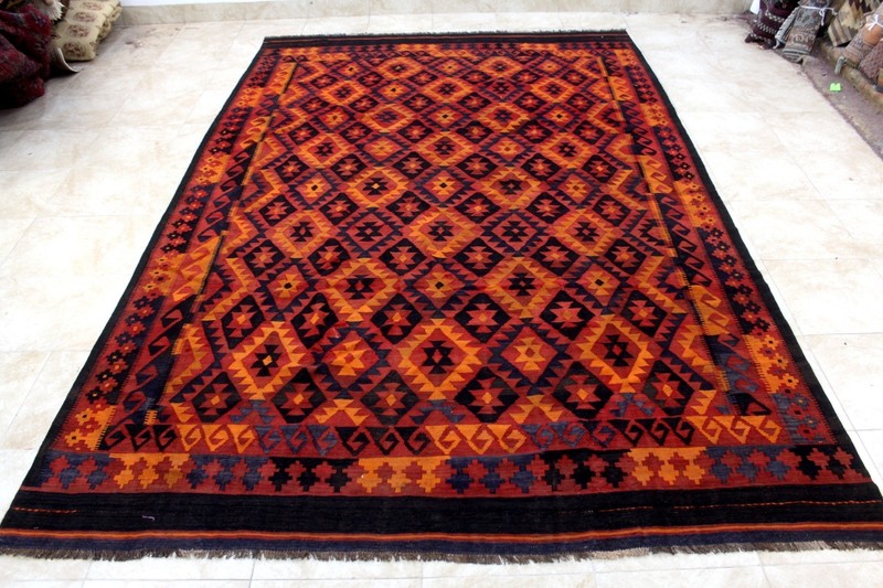 8X13 MAGNIFICENT MINT HAND KNOTTED VEGETABLE DYE DOUBLE SIDED SHIRAZI KILIM RUG