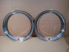 VINTAGE 15" ACE RIMBELLISHER PAIR CHROME POOR MAN CAVE WALL ART