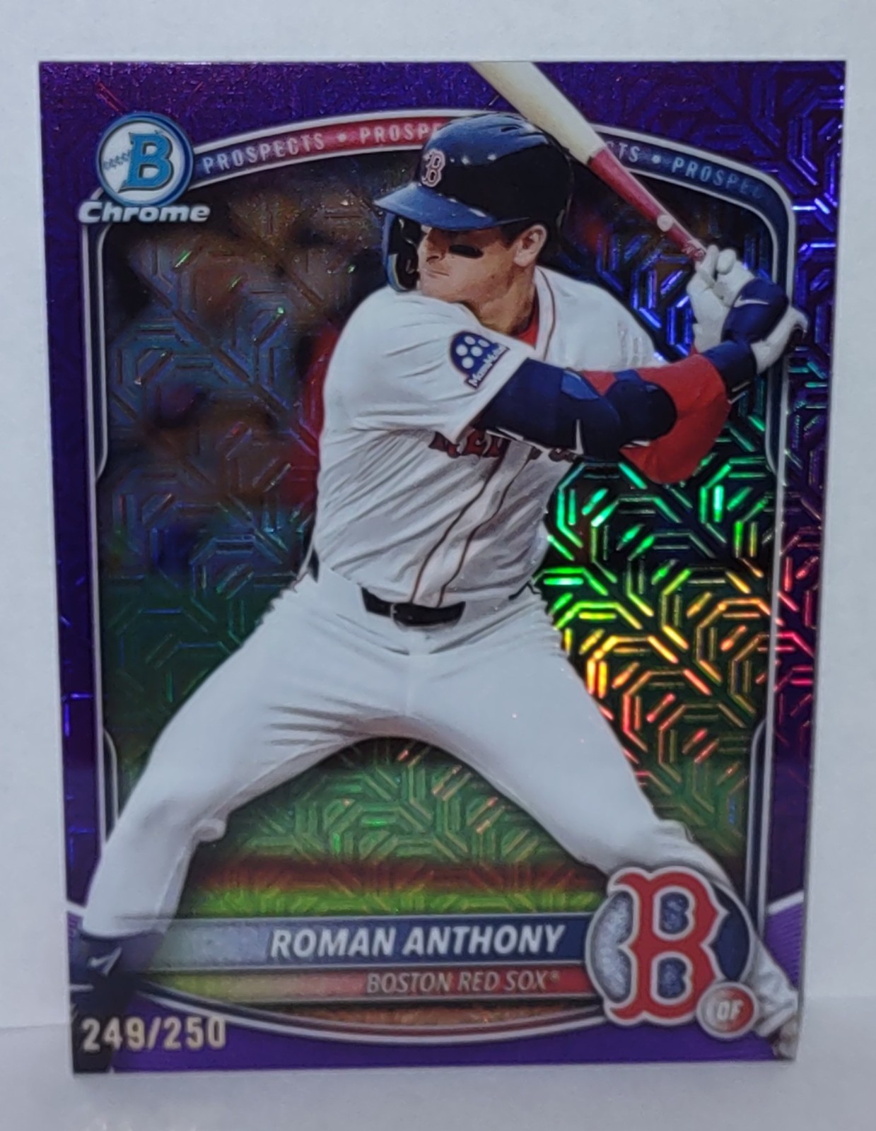 2025 Bowman Chrome Roman Anthony #BCP-167 Prospects Purple Mojo Refractor /250 view 1