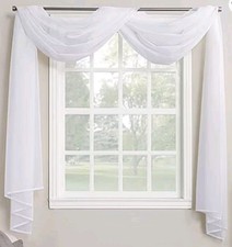No. 918 Emily Sheer Voile Window Scarf Valance- 59"X 216" White / Weddings