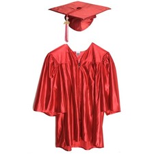 Happy Graduates Small Red Shiny Child Graduation Cap, Gown, Tassel and 2026