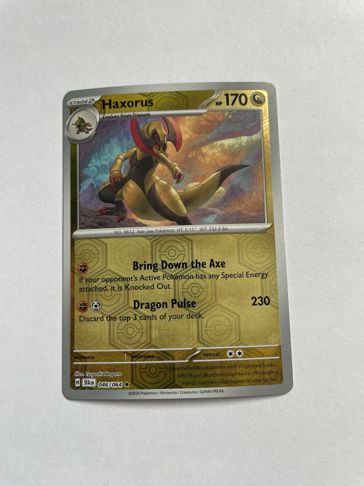 Pokemon Shrouded Fable Card Haxorus Reverse Holo #46