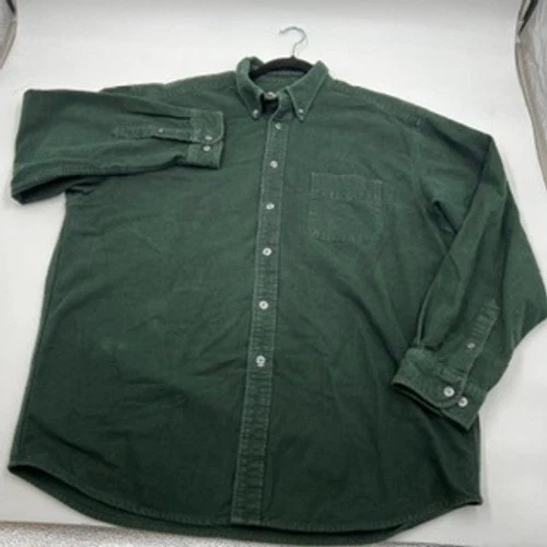 Eddie Bauer Mens XL Forest Green Cotton Flannel Button Down Shirt Long Sleeve