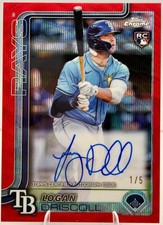 Logan Driscoll RC Auto RED /5 1/5 Topps Chrome Rookie Rays ULTRA RARE SP