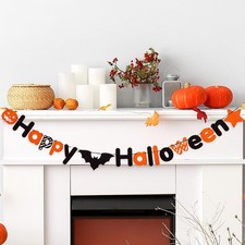 Happy Halloween Banner, Felt Garland with Spider Pumpkin Decorations, Party