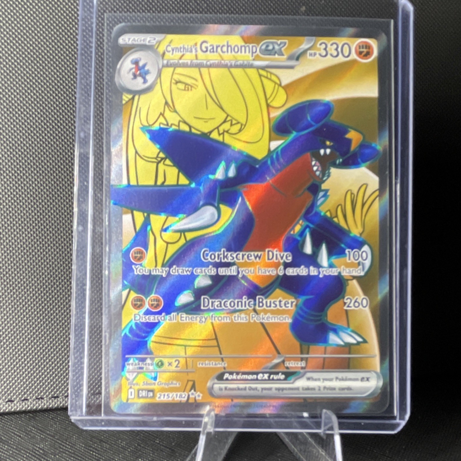 Pokemon Cynthia's Garchomp ex 215/182 SV10 Full Art Holo Ultra Rare 330 HP NM