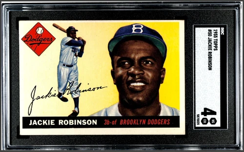Jackie Robinson 1955 Topps Baseball Card #50. SGC 4. Very Good-Excellent