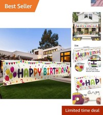 Reusable Happy Birthday Yard Banner 118x19.7'' Easy to Hang Machine Washable