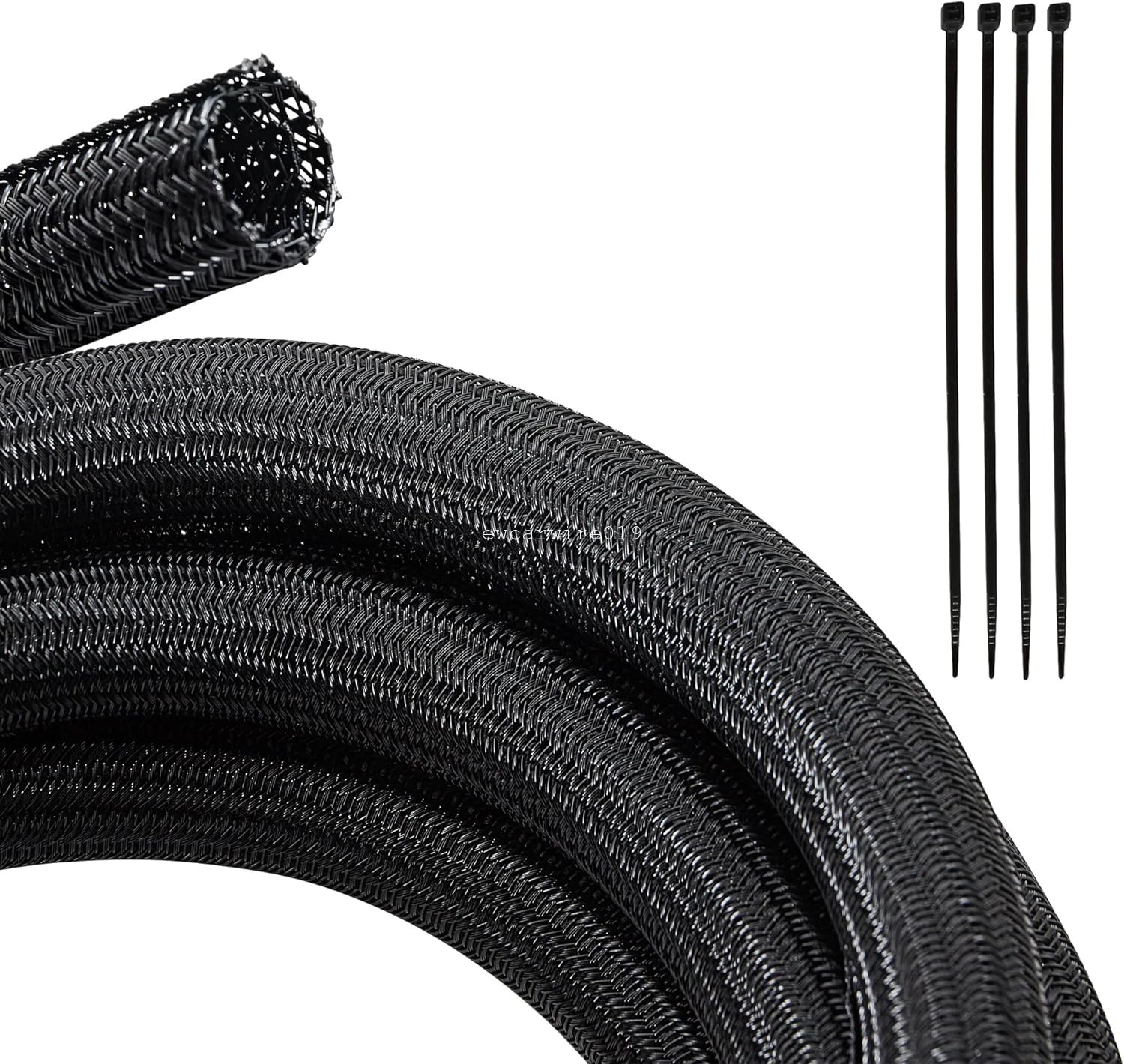 10FT Split Braided Cable Sleeve Self Wrap Wire Loom Cord Management Protector