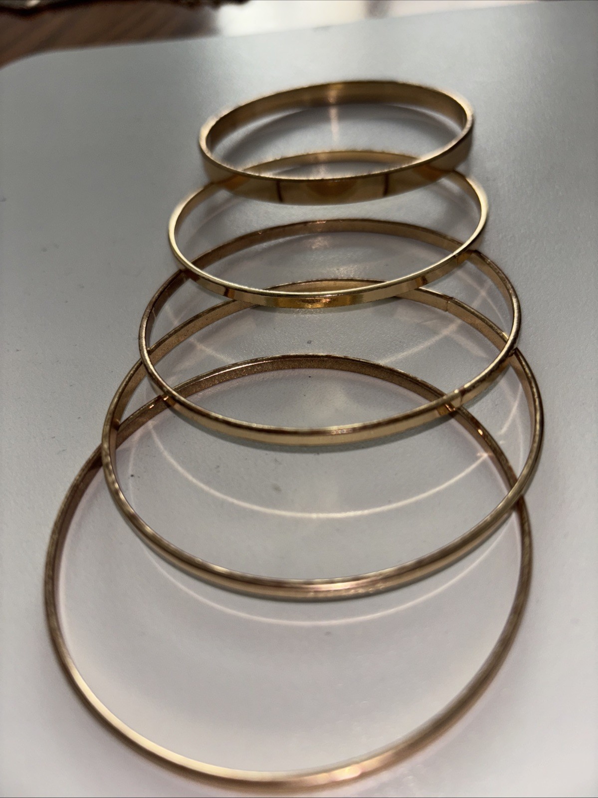 Lot of 5 Vtg Solid Brass Bangle Bracelets Boho St… - image 1