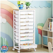SYKIARIOL Rolling Cart with Drawers,10 Drawer Rolling Cart,Rolling storage ca