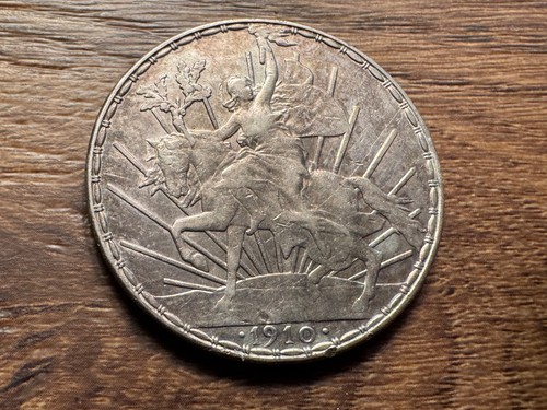 T2: Mexico 1910 Silver "Caballito" 1 Peso Coin, 0.789 ASW. VF. Scratch on Rev.