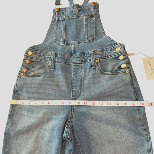 NWT Universal Thread Raw Hem Tapered Denim Jean Overalls Size 2 26R New - Picture 17 of 22
