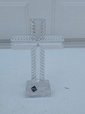 VTG BOHEMIA CZECH REPUBLIC CLEAR LEAD CRYSTAL CELTIC CROSS CRUCIFIX FIGURINE