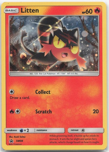 Litten - SM08 Holo Promo Sun & Moon Promo Pokemon Moderately Played