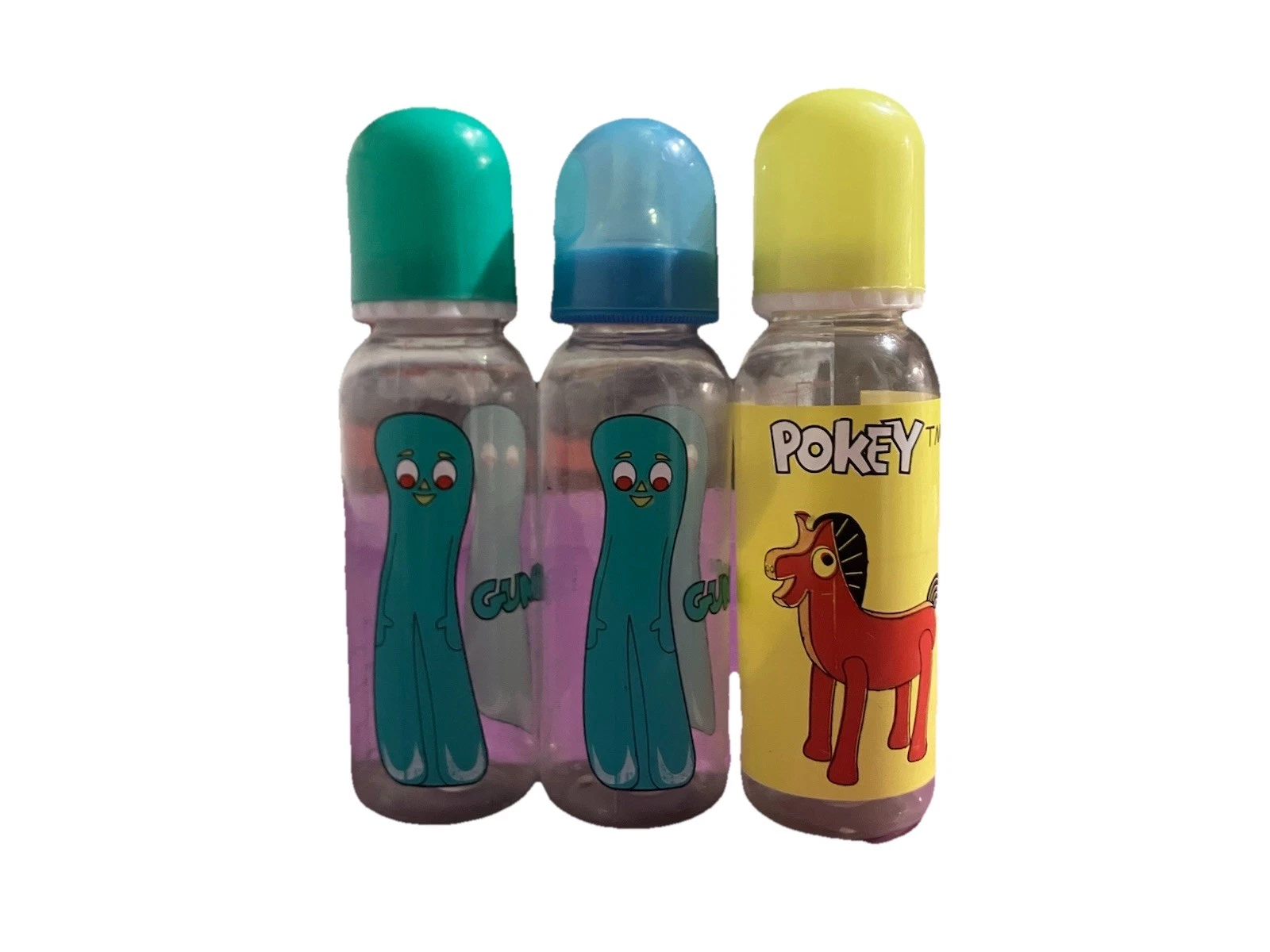 Gumby Baby Bottles Lot Of 3 Nine Oz Latex Nipple 2004 Prema Toy