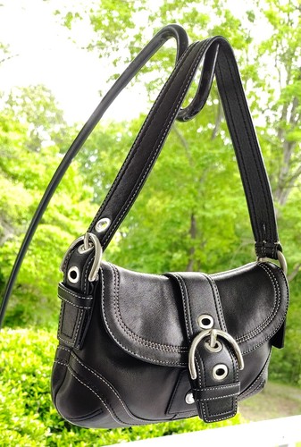 Coach F10909 Vintage Small Soho Black Leather Shoulder Bag w/Contrast Stitching - Picture 2 of 20
