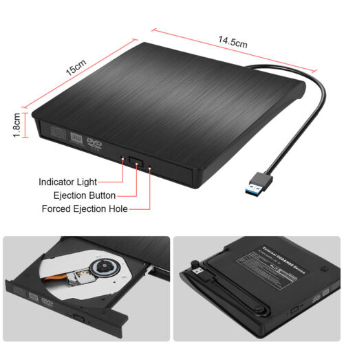 Externes DVD Laufwerk USB 3.0 Brenner Slim CD DVD-RW Brenner für PC Laptop DE - Bild 6 von 9