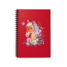 Horse Floral Spiral Notebook - Ideal for Animal Lovers, Gift for Riders, Nature