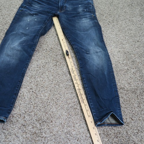 G Star Raw Jeans Mens 30 Blue D Staq 3D Slim Stretch Distress Denim Dark 30x26 - Picture 8 of 13